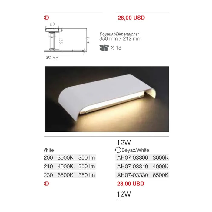 ACK AH07-03201 Tavan ve Duvar Armatürleri 24W