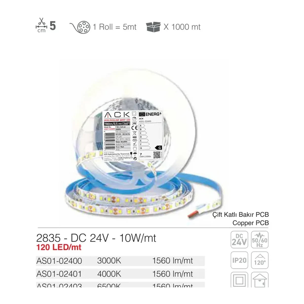 ACK Şerit LED Amber – AS01-02808 ürün görseli