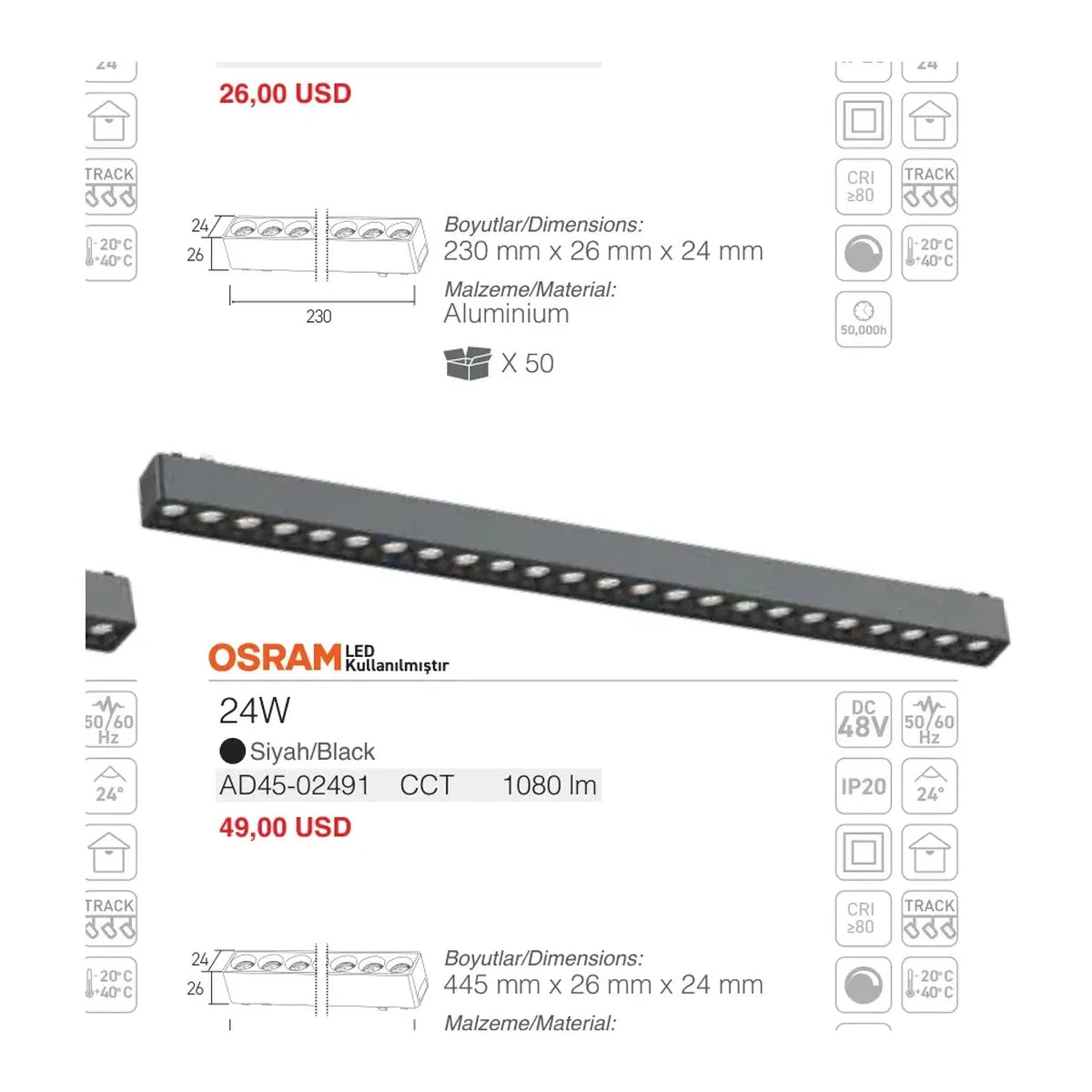 [Teknik çizim] ACK Ray Armatürü – AD45-02501 teknik çizim