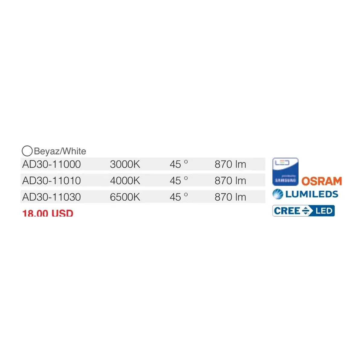 [Ölçü çizimi] ACK Ray Armatürü – AD30-11000 ölçü çizimi